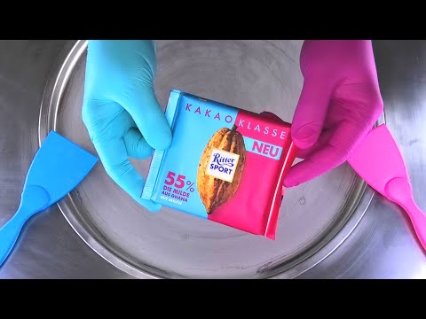 Ice Cream Rolls | how to make fried rolled Ice Cream with Ritter Sport Cocoa Milk Chocolate | ASMR